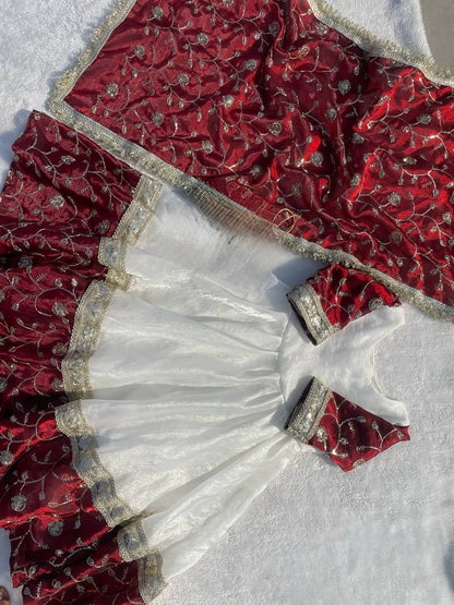 Beautiful Maroon Color Heavy Embroidered Sequence Anarkali Gown