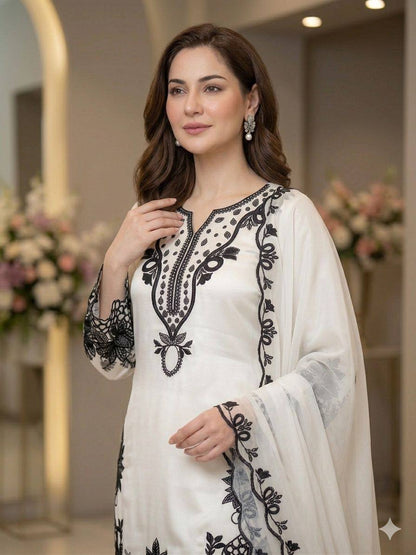 Glorious White Color Sequence Embroidered Farshi Salwar Suit