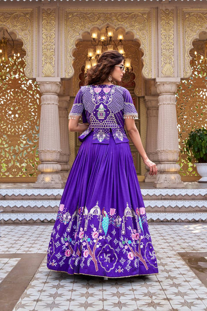 Occasion Wear Purple Color Heavy Embroidered Thread Work Lehenga Choli