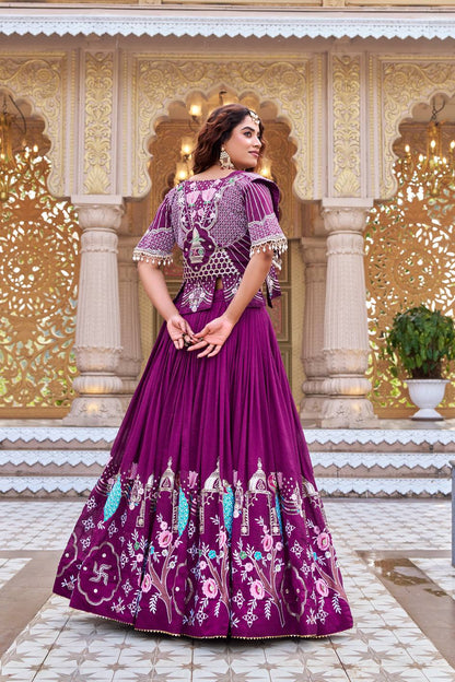 Admiring Pink Color Heavy Embroidered Thread Work Lehenga Choli