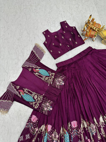 Admiring Pink Color Heavy Embroidered Thread Work Lehenga Choli