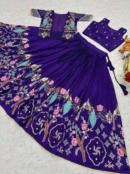 Occasion Wear Purple Color Heavy Embroidered Thread Work Lehenga Choli