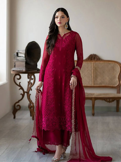 Gorgeous Maroon Color Embroidered Designer Palazzo Suit