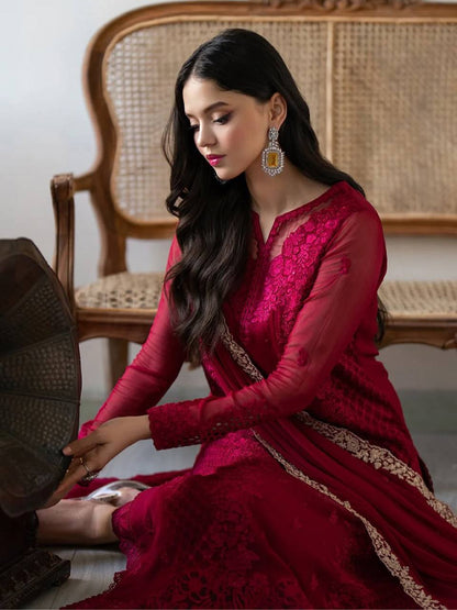 Gorgeous Maroon Color Embroidered Designer Palazzo Suit