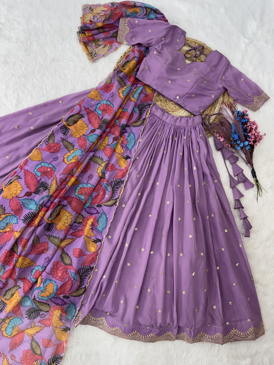 Ravishing Purple Color Zari Sequence Embroidered Lehenga Choli