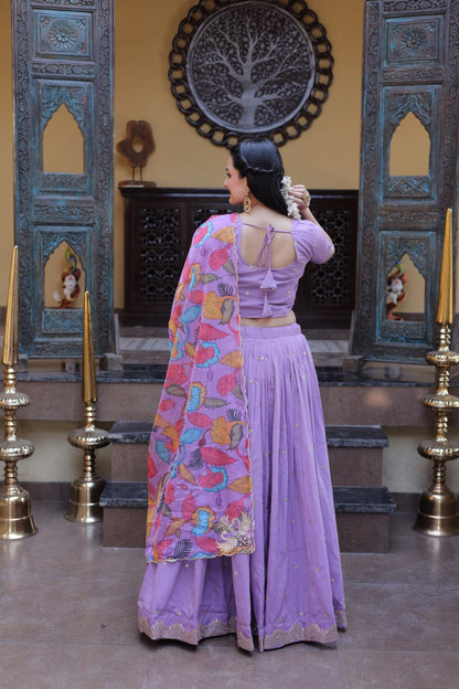 Ravishing Purple Color Zari Sequence Embroidered Lehenga Choli