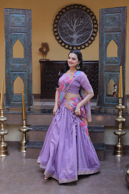 Ravishing Purple Color Zari Sequence Embroidered Lehenga Choli