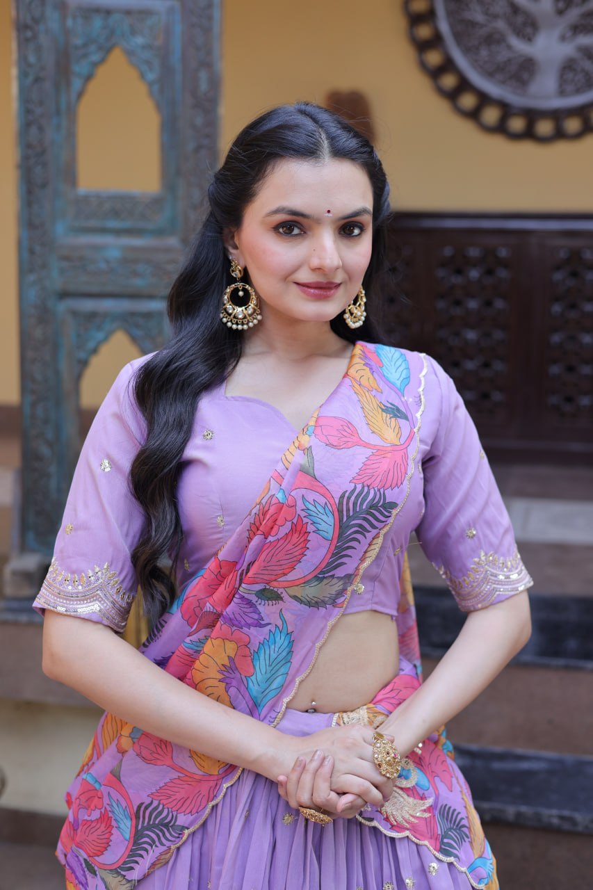Ravishing Purple Color Zari Sequence Embroidered Lehenga Choli