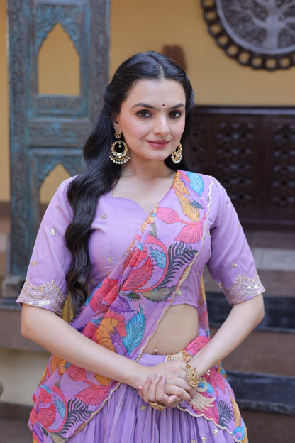 Ravishing Purple Color Zari Sequence Embroidered Lehenga Choli
