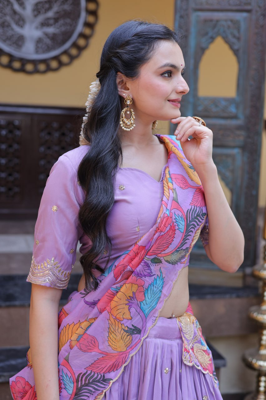 Ravishing Purple Color Zari Sequence Embroidered Lehenga Choli