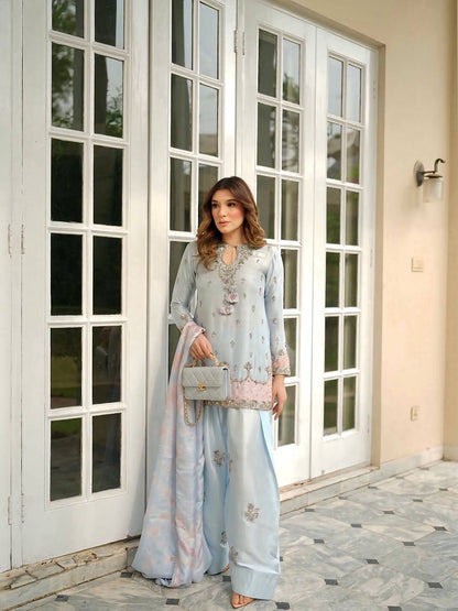 Function Wear Gray Color Sequence Embroidered Salwar Suit