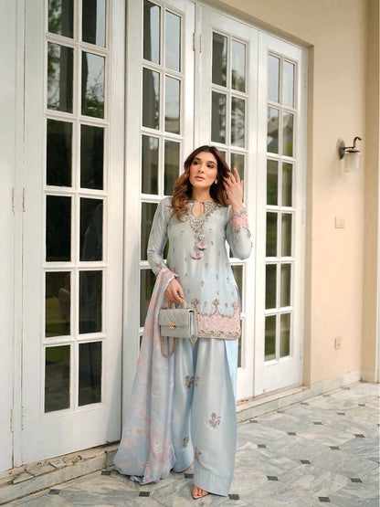 Function Wear Gray Color Sequence Embroidered Salwar Suit