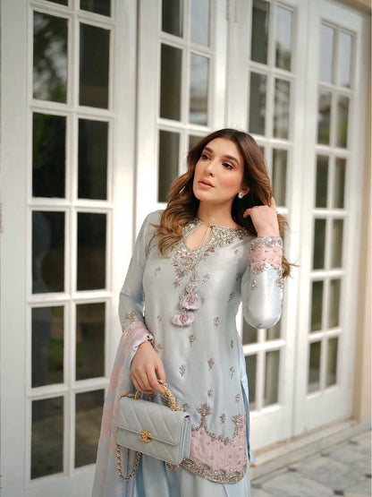 Function Wear Gray Color Sequence Embroidered Salwar Suit