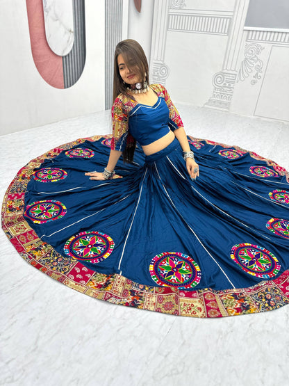 Navratri Special Navy Blue Color Pure Cotton Lehenga Choli