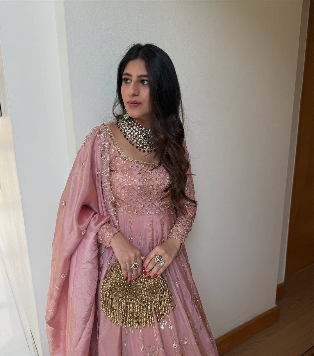 Yankita Kapoor Wear Peach Color Silk Embroidery Sequence Work Lehenga Set