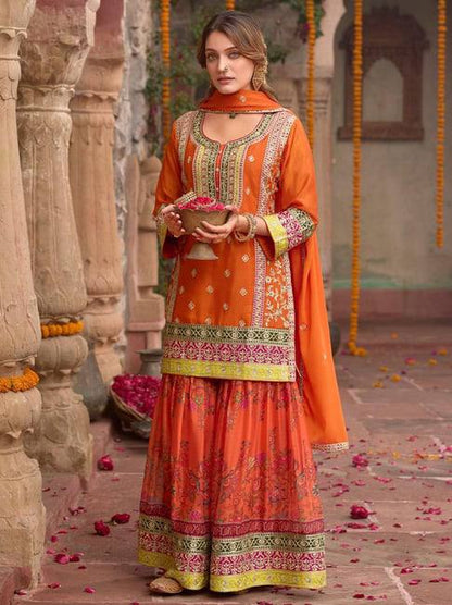 Beautiful Embrodered Designer Pakistani Sharara Suit