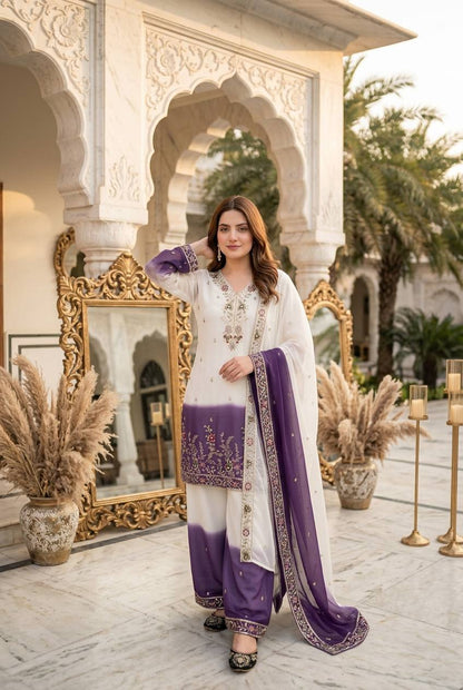 Party Wear Dual Tone Purple Color Georgette Palazzo Set