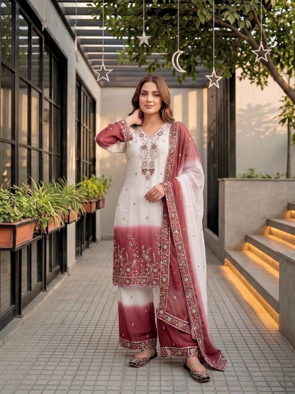 Party Wear Dual Tone Pink Color Georgette Palazzo Set