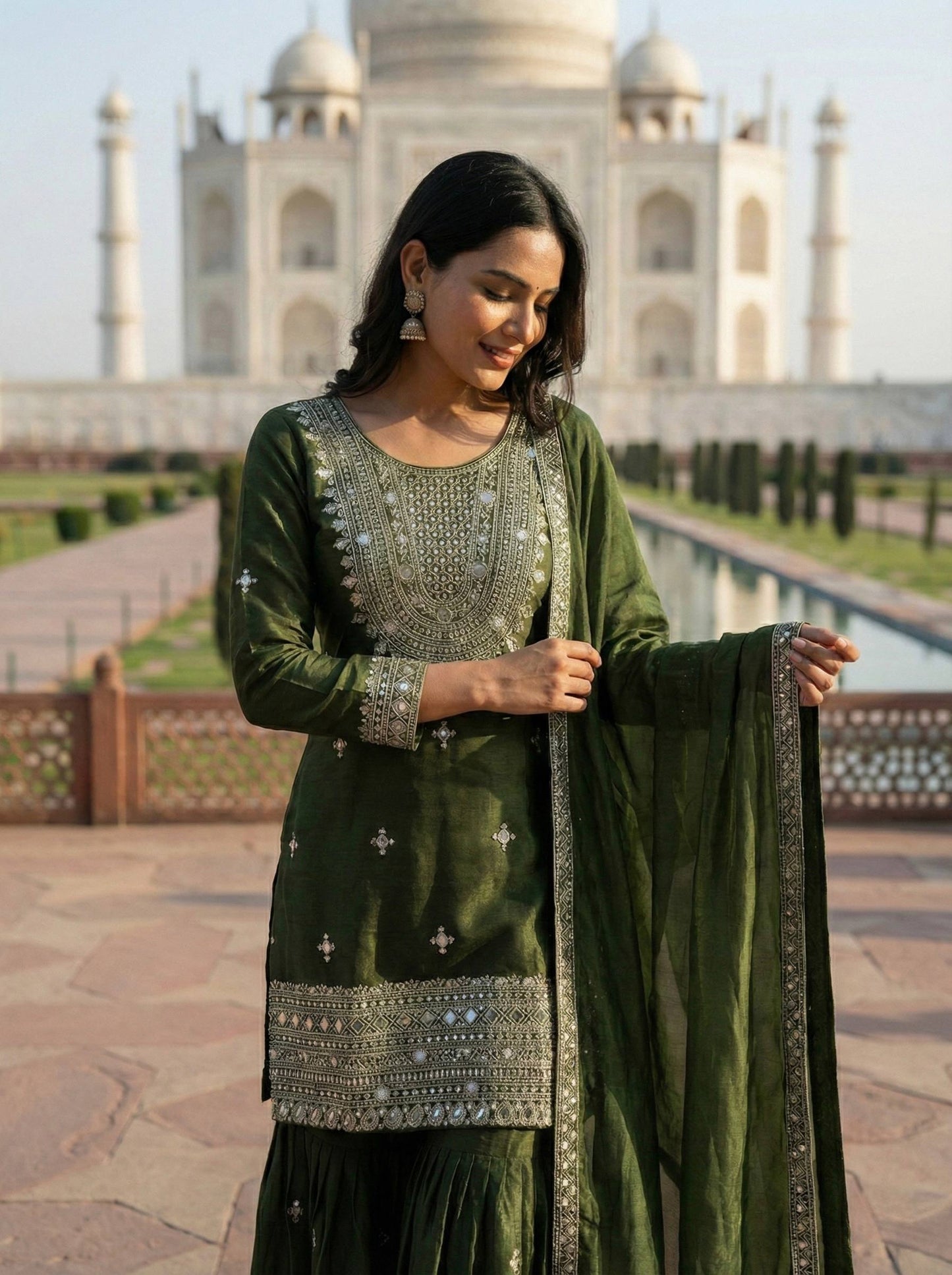 Wedding Wear Ready To Wear Mirror Work Sharara Set