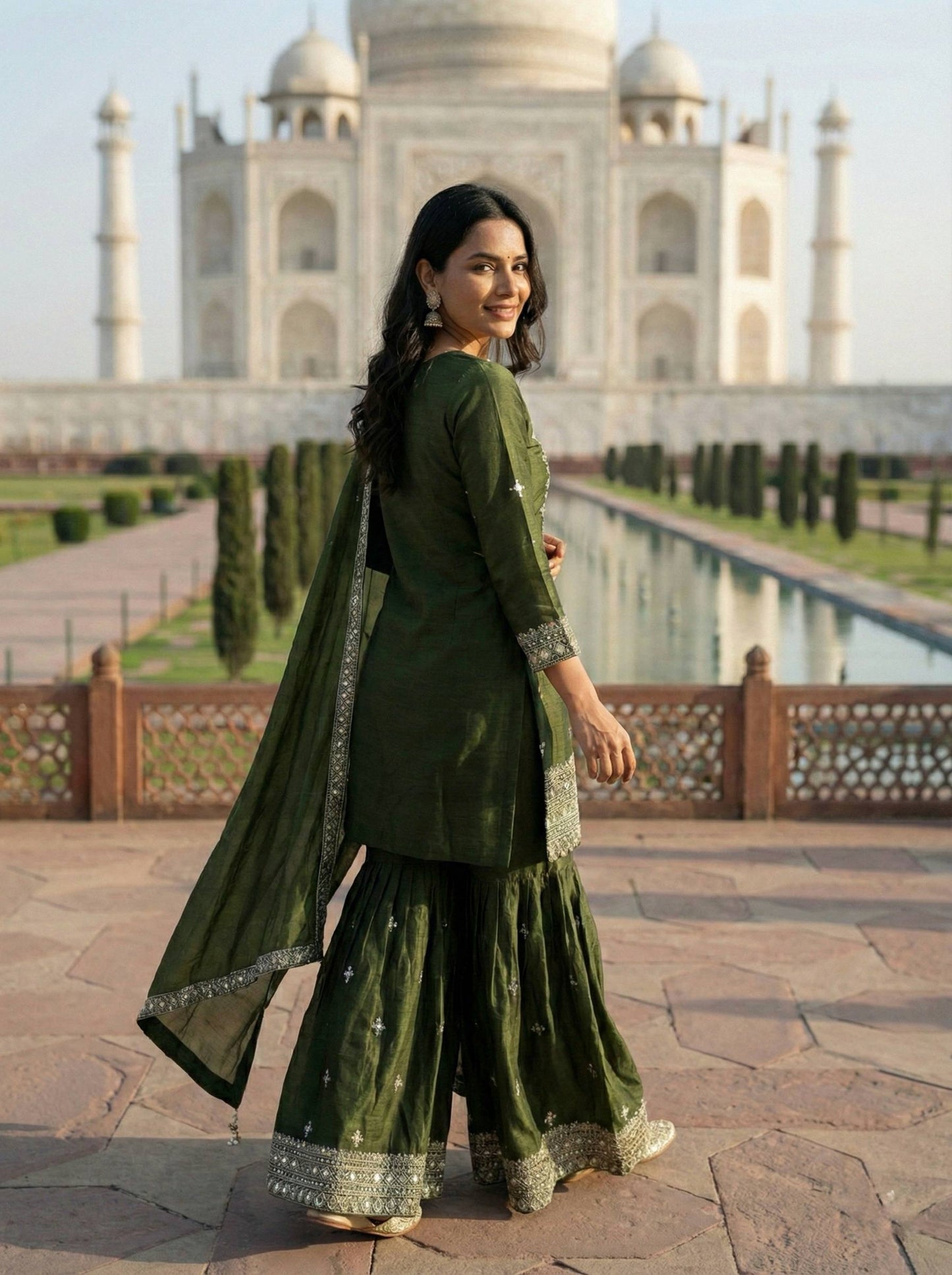 Wedding Wear Ready To Wear Mirror Work Sharara Set