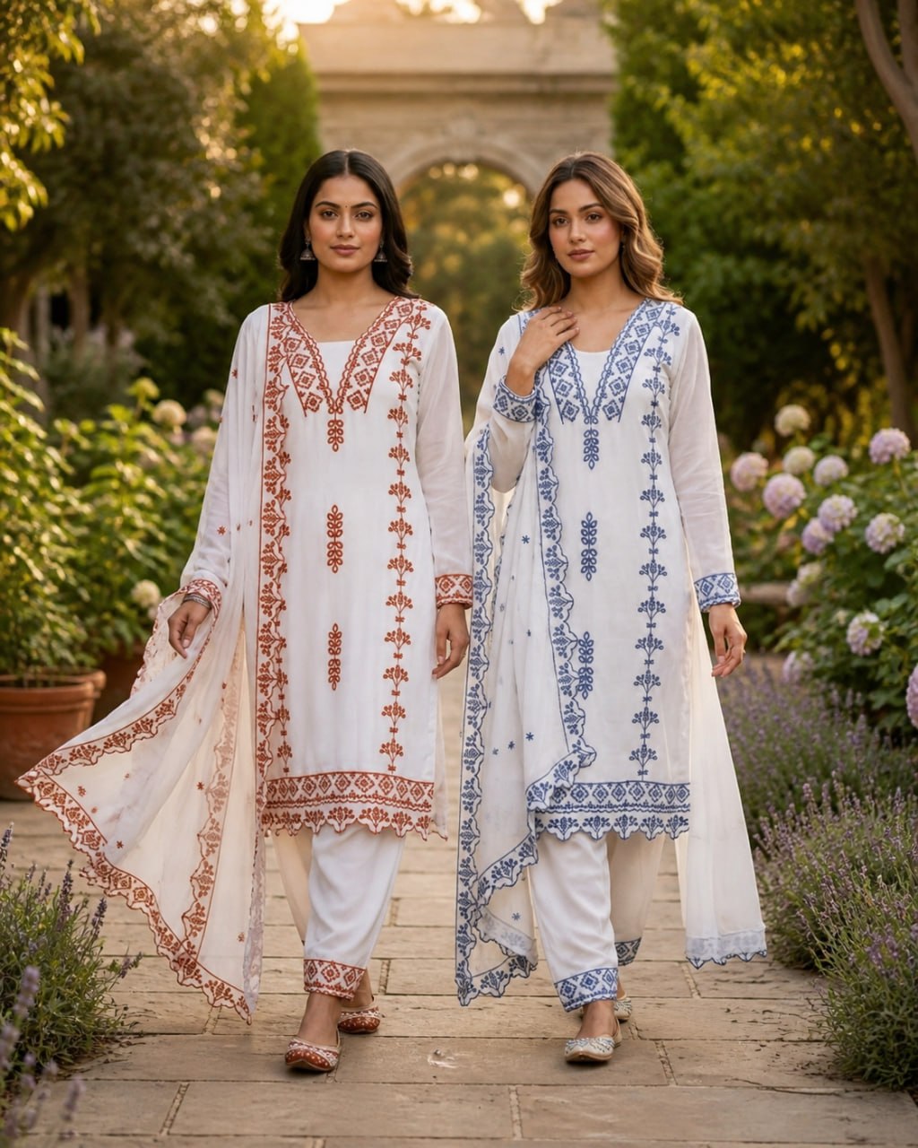 Party Wear Georgette Embroidered Work Kurti Pent Set