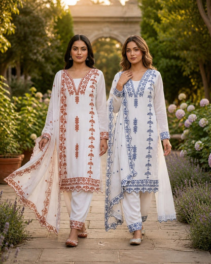 Party Wear Georgette Embroidered Work Kurti Pent Set