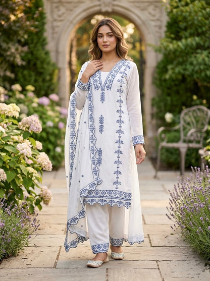 Party Wear Georgette Embroidered Work Kurti Pent Set