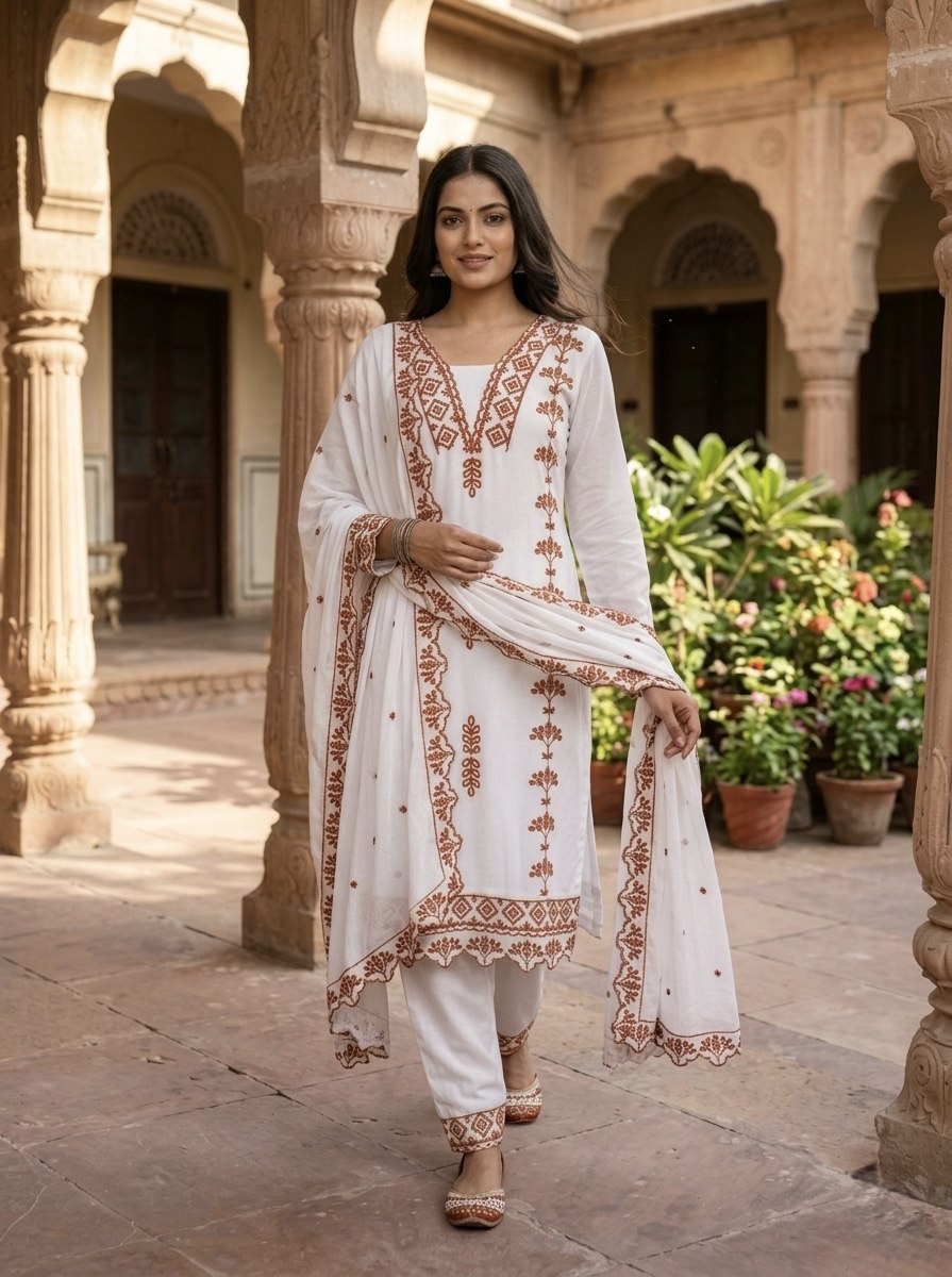 Party Wear Georgette Embroidered Work Kurti Pent Set