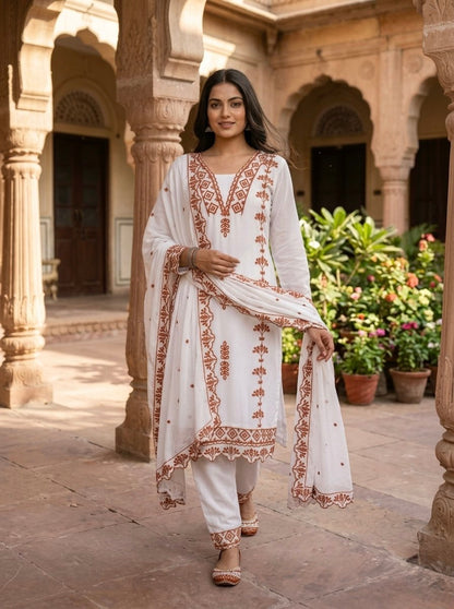 Party Wear Georgette Embroidered Work Kurti Pent Set