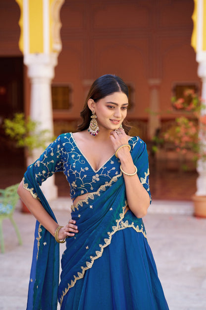 Engagement Wear Thread Embroidered Designer Lehenga Choli
