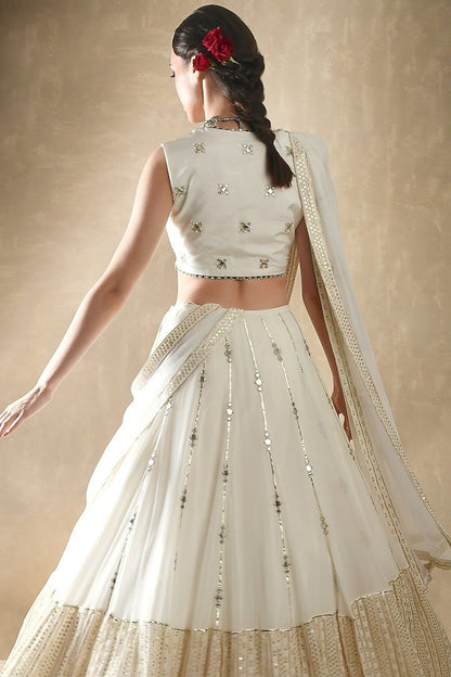 Exclusive White Color Paper Mirror Work lehenga Choli