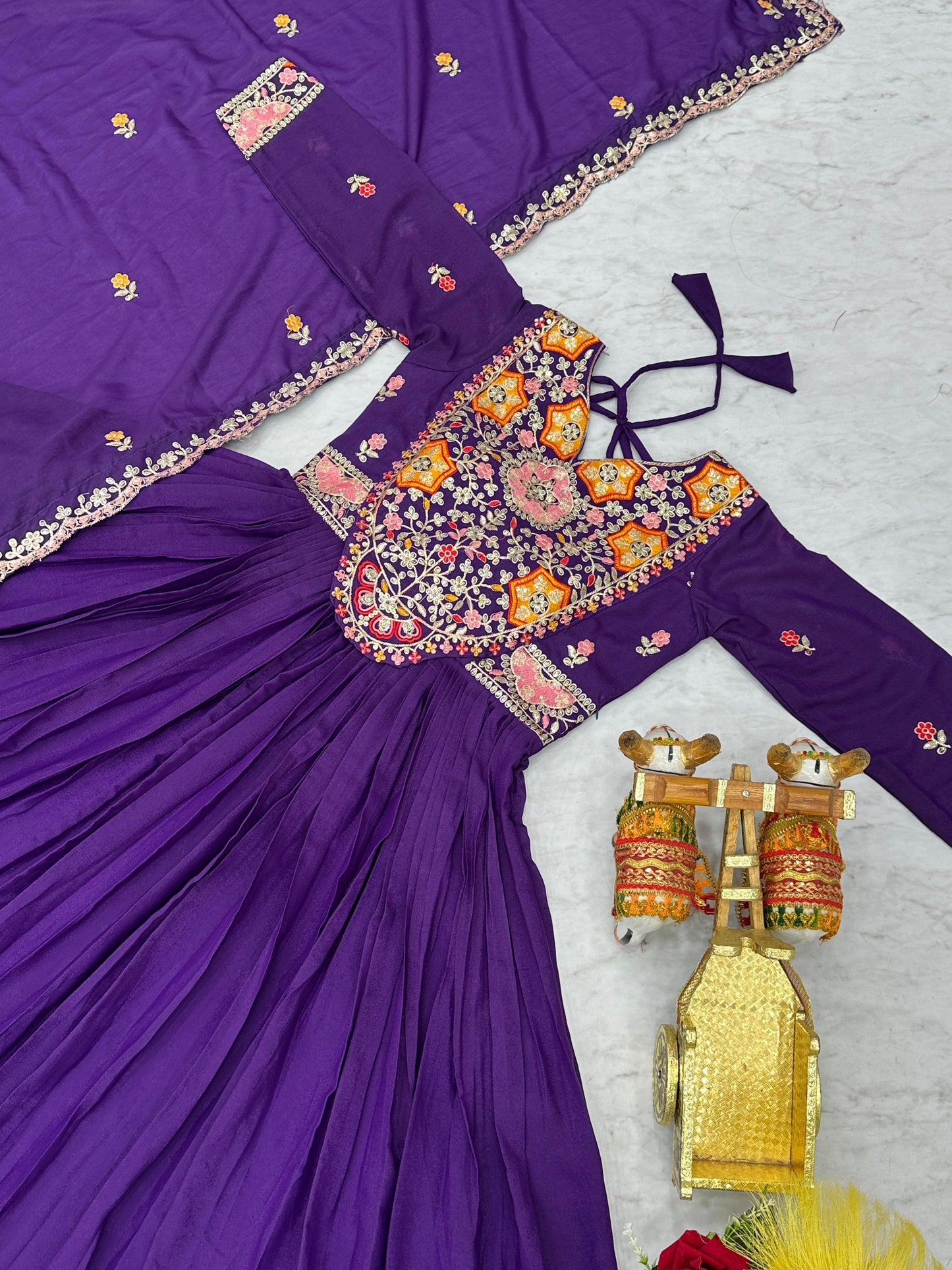 Awesome Sequence Work Purple Color Gown
