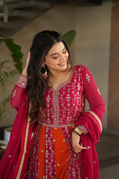 Neha's Wear Multi Color Zari And Sequins Embroidered Designer Gown