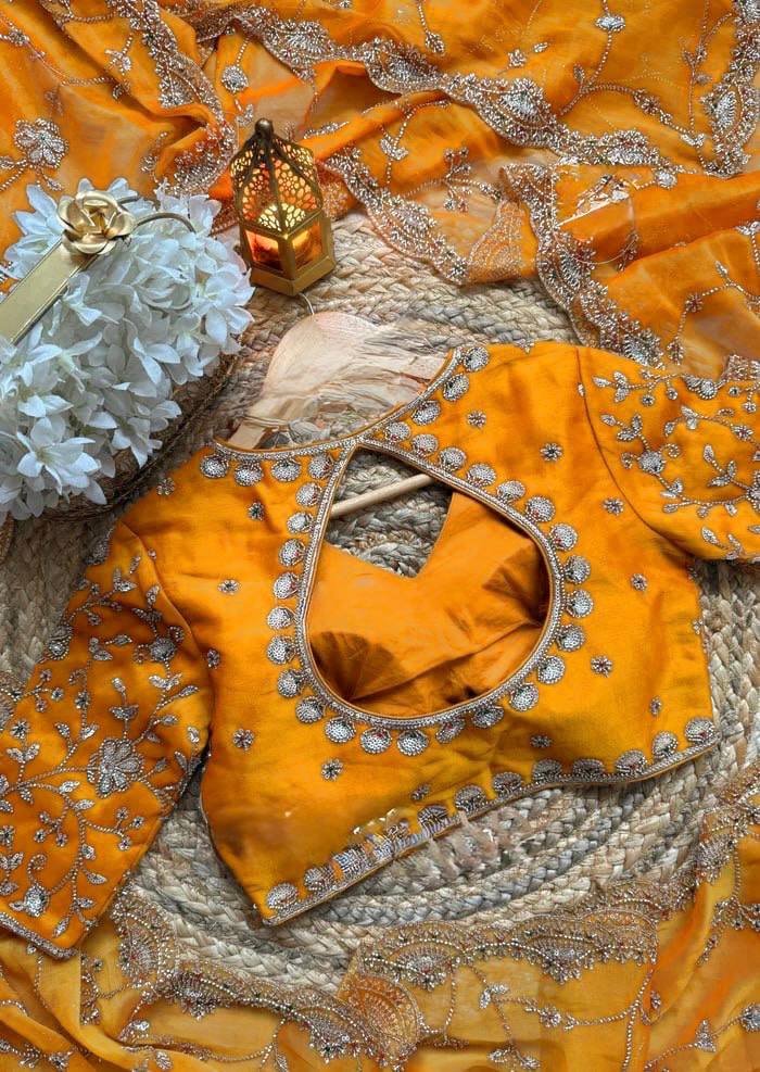 Bridal Haldi Wear Yellow Color Fendy Silk Beads And Sequins Work Designer Saree