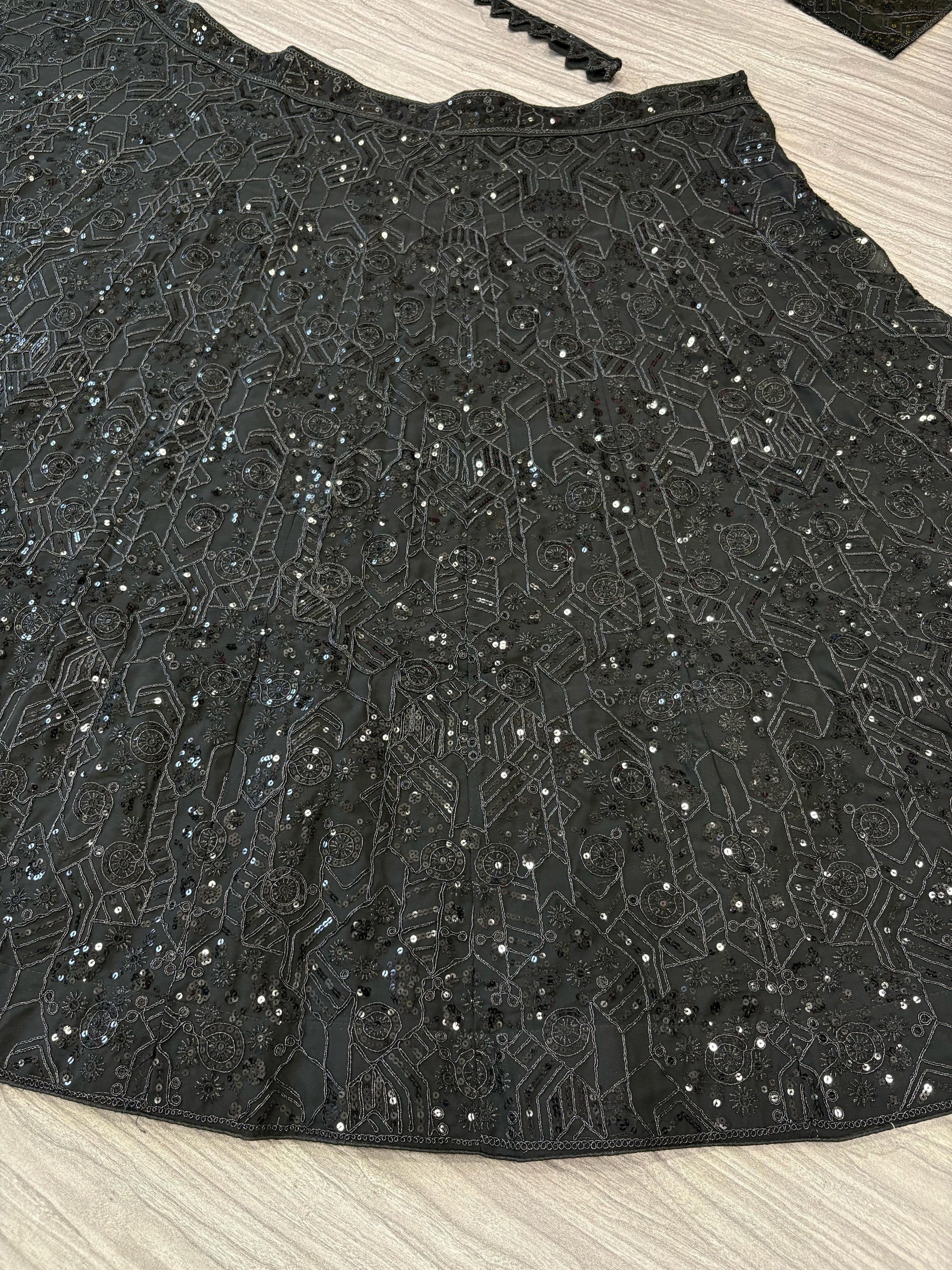 Captivating Georgette Embroidery Black Color Lehenga Choli