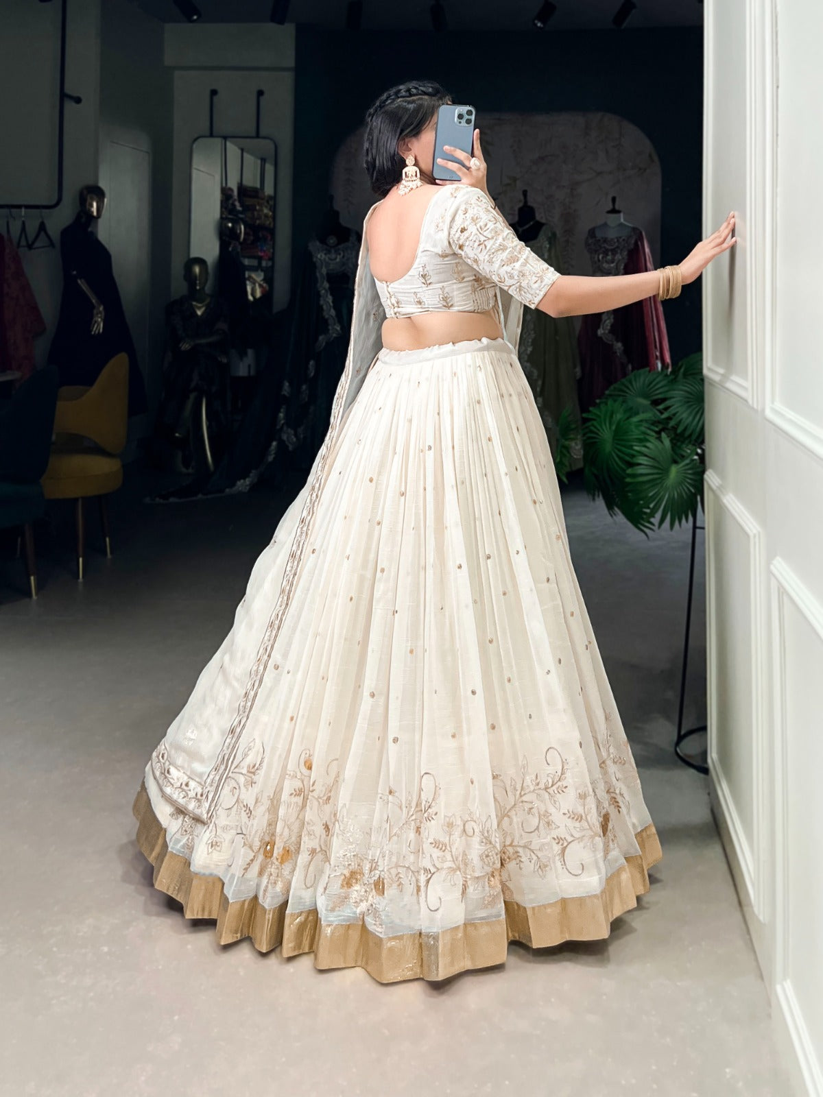 Fabulous Embroidery Work White Color Lehenga Choli