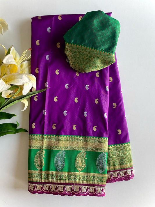 Occasion Wear Keri Design Blue Color Silk Saree
