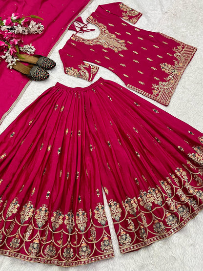 Designer Heavy Work Pink Color Sharara Suit