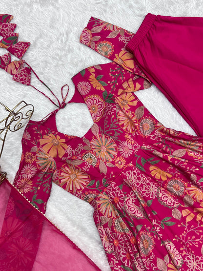 Ceremony Wear Pink Color Chanderi Designer Palazzo Suit