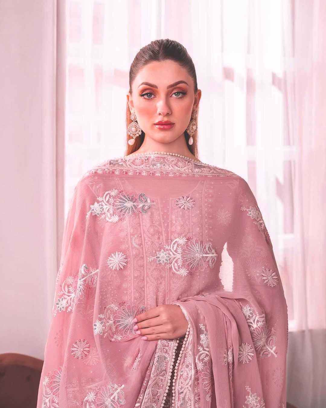 Classic Georgette Sequence Work Pink Color Plazzo Suit