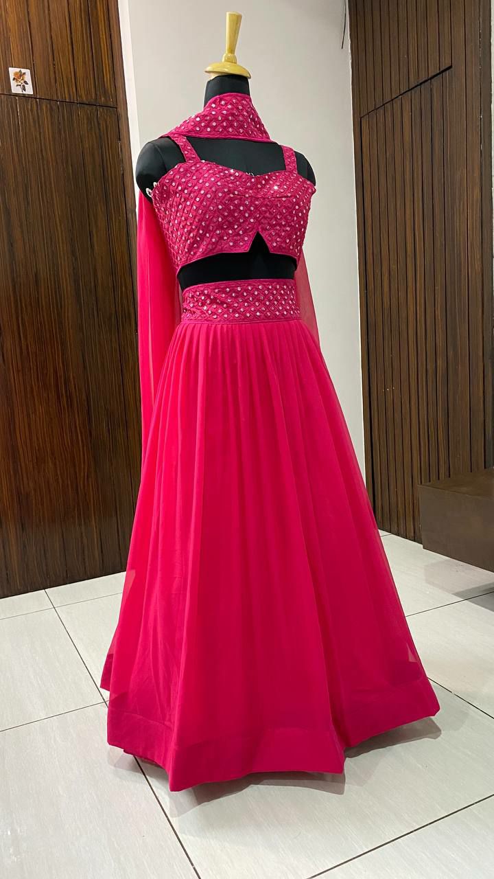 Fabulous  Pink Color Georgette lehenga   Choli