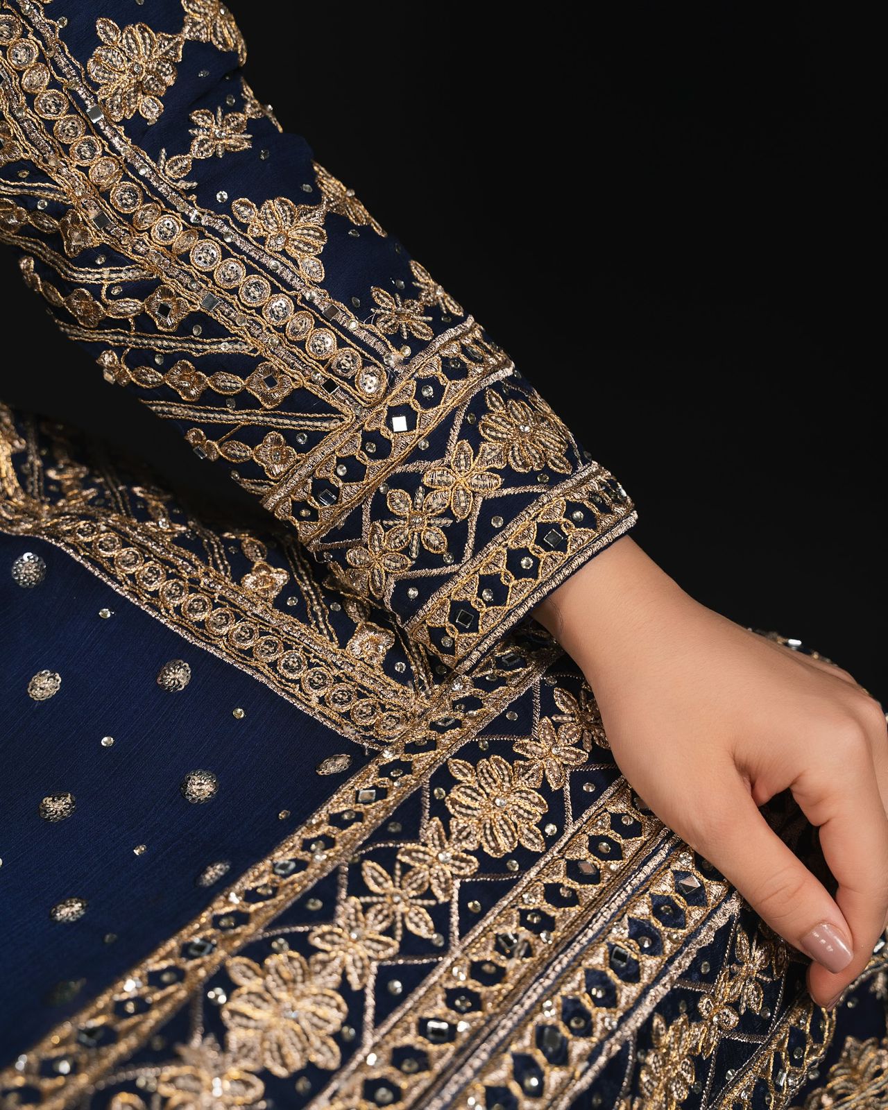 Fabulous Gorgette Navy Blue Color Salwar Suit