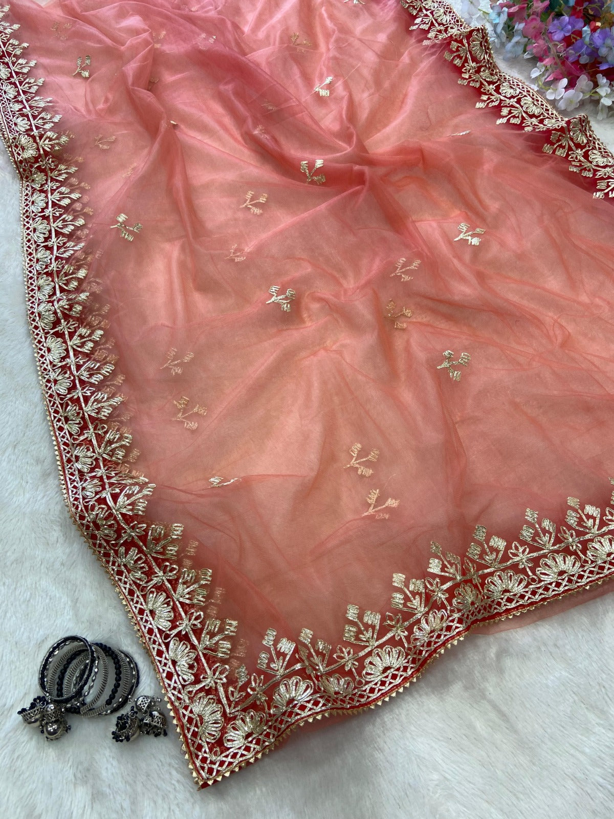Luxuriant Soft Butterfly Net Pink Color Saree