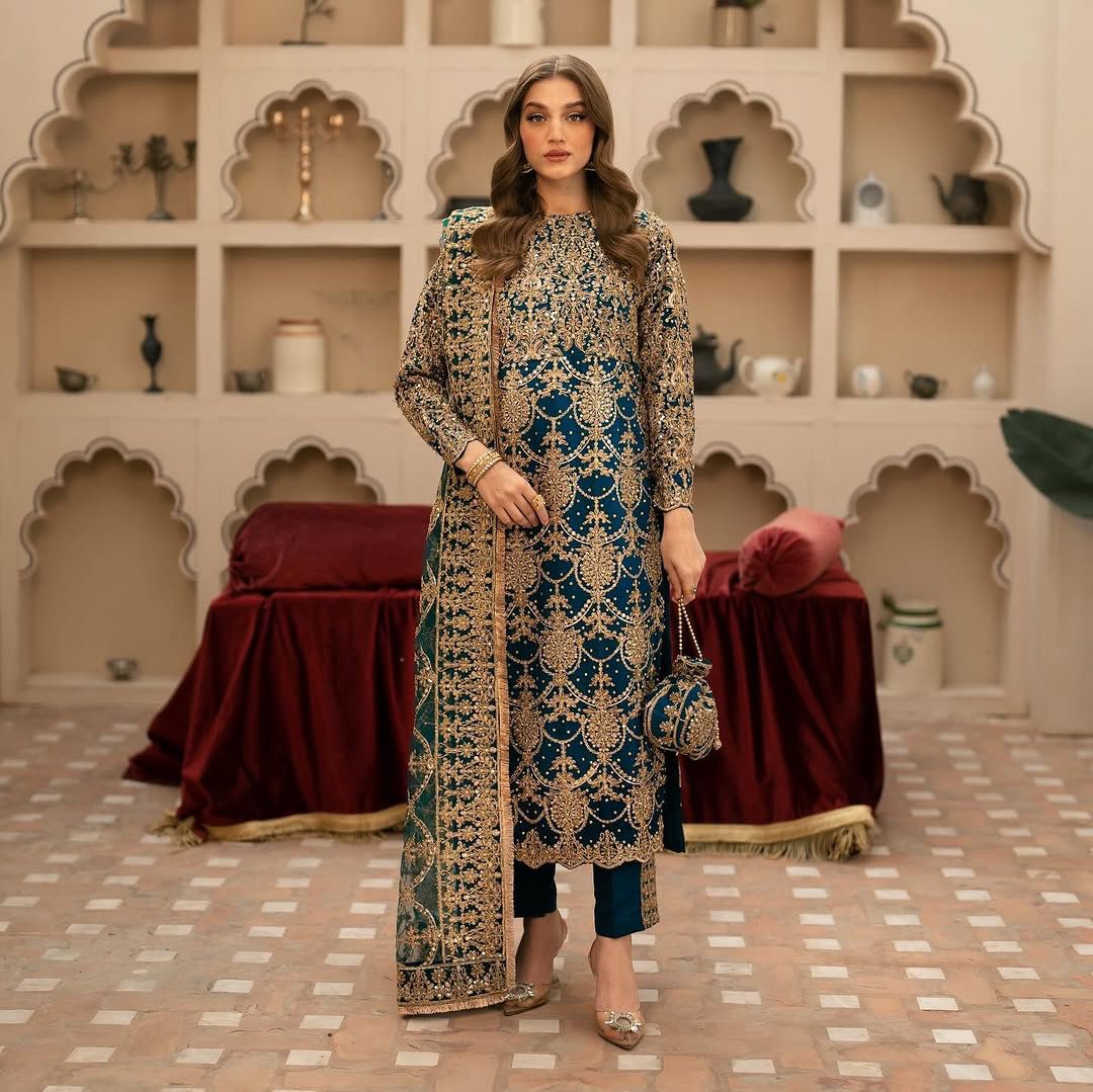 Bridal Wear Georgette Green Color Salwar Suit