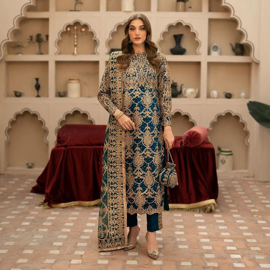 Bridal Wear Georgette Green Color Salwar Suit