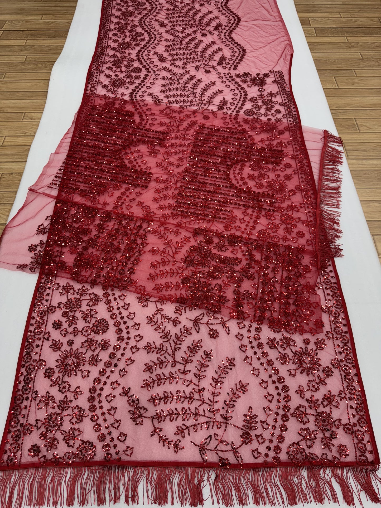 Red Color Heavy Work Party Wear Saree