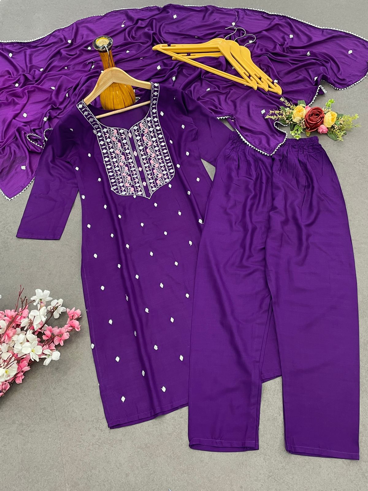 Wonderful Heavy Reyon Purple Color Salwar Suit
