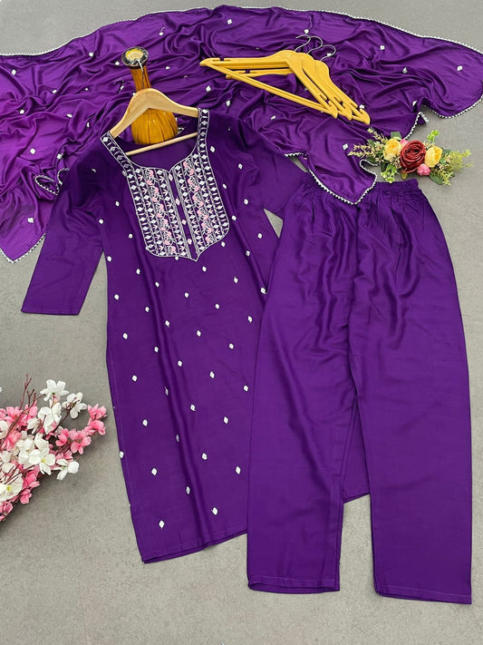 Wonderful Heavy Reyon Purple Color Salwar Suit