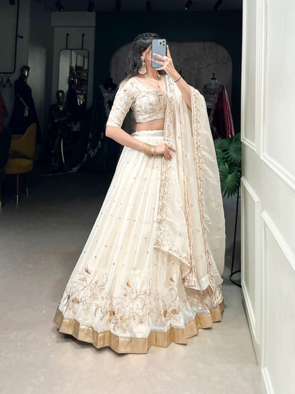 Fabulous Embroidery Work White Color Lehenga Choli