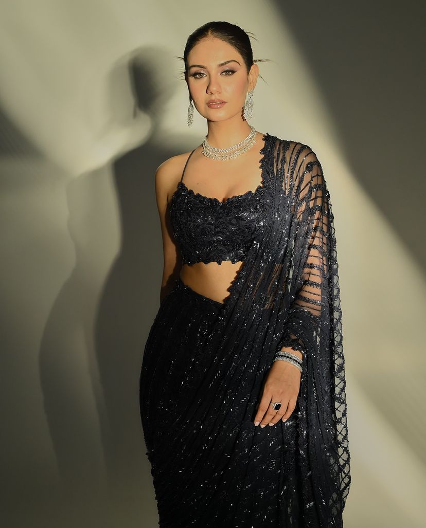 Adorable Mono Net Black Color Party Wear Saree